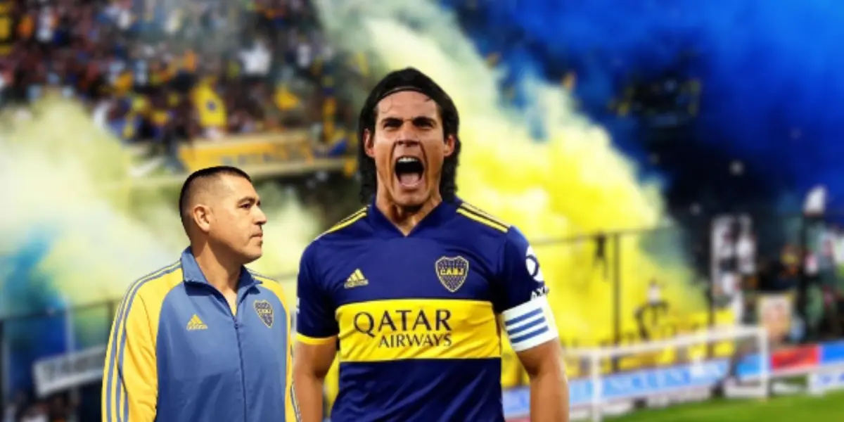 Edinson Cavani portando el gafete de capitán de Boca Juniors