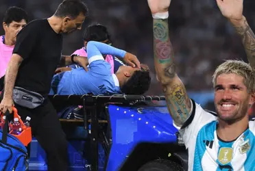 El extremo uruguayo no estará disponible para el duelo ante Bolivia tras el golpe que recibió del volante albiceleste