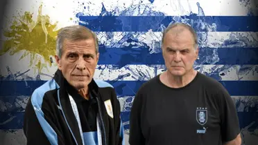 El maestro Tabárez y Marcelo Bielsa en su paso por la Selección de Uruguay