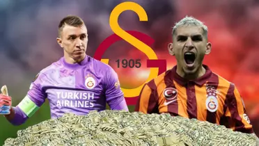 Fernando Muslera y Lucas Torreira con la camiseta del Galatasaray