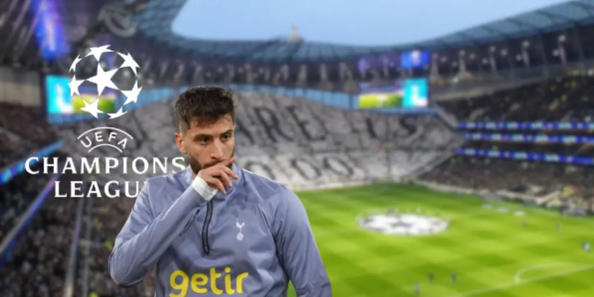 Rodrigo Bentancur con la indumentaria de entrenamiento del Tottenham previo a un partido de Premier League
