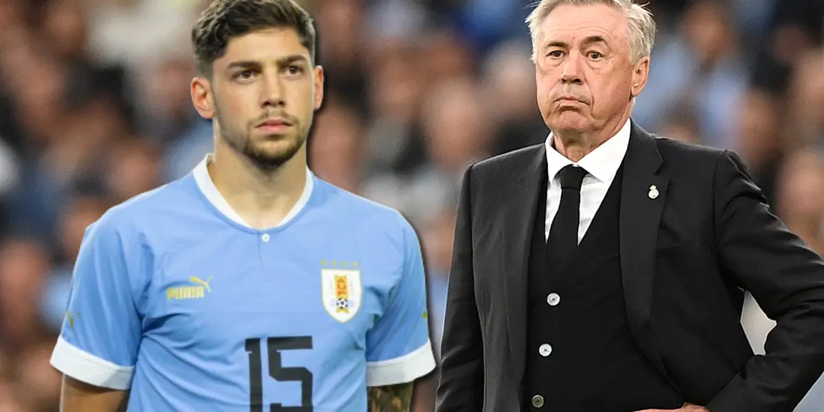 Carlo Ancelotti y a su lado Federico Valverde.