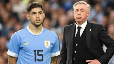 Carlo Ancelotti y a su lado Federico Valverde.