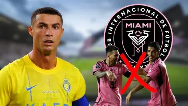 Cristiano Ronaldo con la camiseta de Al-Nassr y Lionel Messi junto a Luis Suárez en Inter Miami