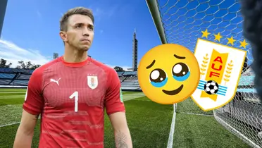 Diego Muslera con la camiseta de la Selección Uruguaya en el estadio Centenario