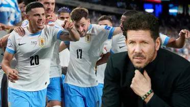 Diego Simeone y jugadores de Uruguay.