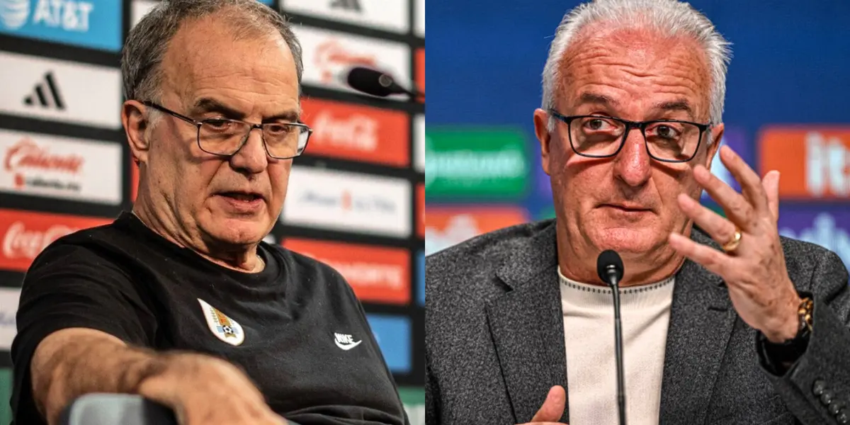 Dorival Júnior y Marcelo Bielsa en conferencia de prensa.