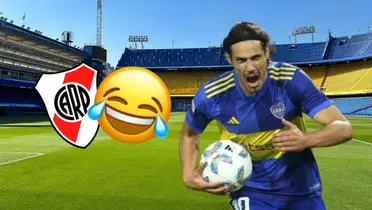 Edinson Cavani, jugador de Boca, en La Bombonera se burla de River