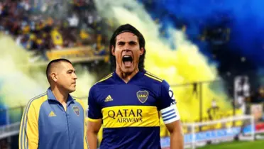 Edinson Cavani portando el gafete de capitán de Boca Juniors