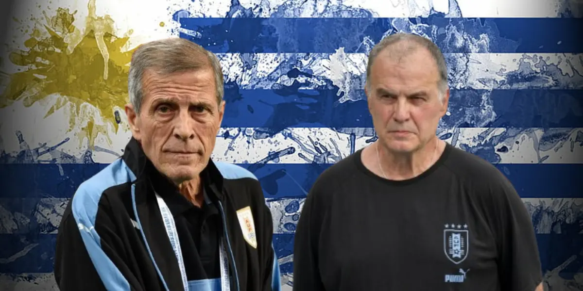 El maestro Tabárez y Marcelo Bielsa en su paso por la Selección de Uruguay