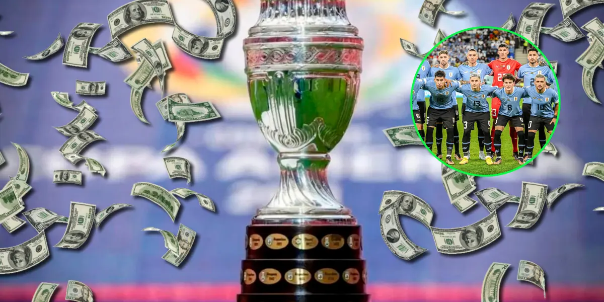 El trofeo de la Copa América y la Selección de Uruguay.