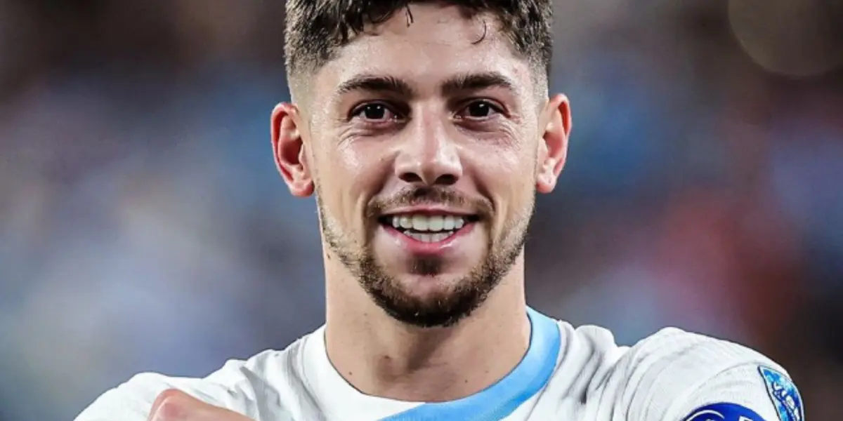 Federico Valverde celebrando su gol ante Bolivia.