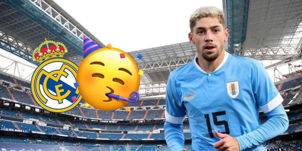 Federico Valverde con la camiseta de Uruguay en el estadio Santiago Bernabéu del Real Madrid