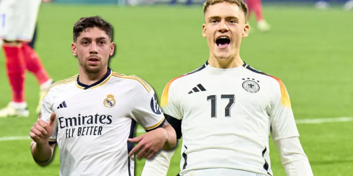 Federico Valverde con la camiseta del Real Madrid y de fondo, Florian Wirtz con Alemania.