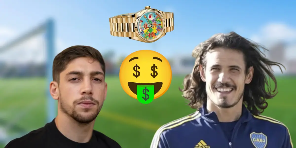 Federico Valverde con ropa casual y Edinson Cavani con el buzo de Boca Juniors