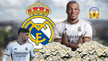 Federico Valverde y Kylian Mbappé con la camiseta del Real Madrid