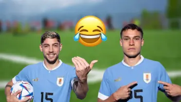 Federico Valverde y Manuel Ugarte con la camiseta de la Selección de Uruguay