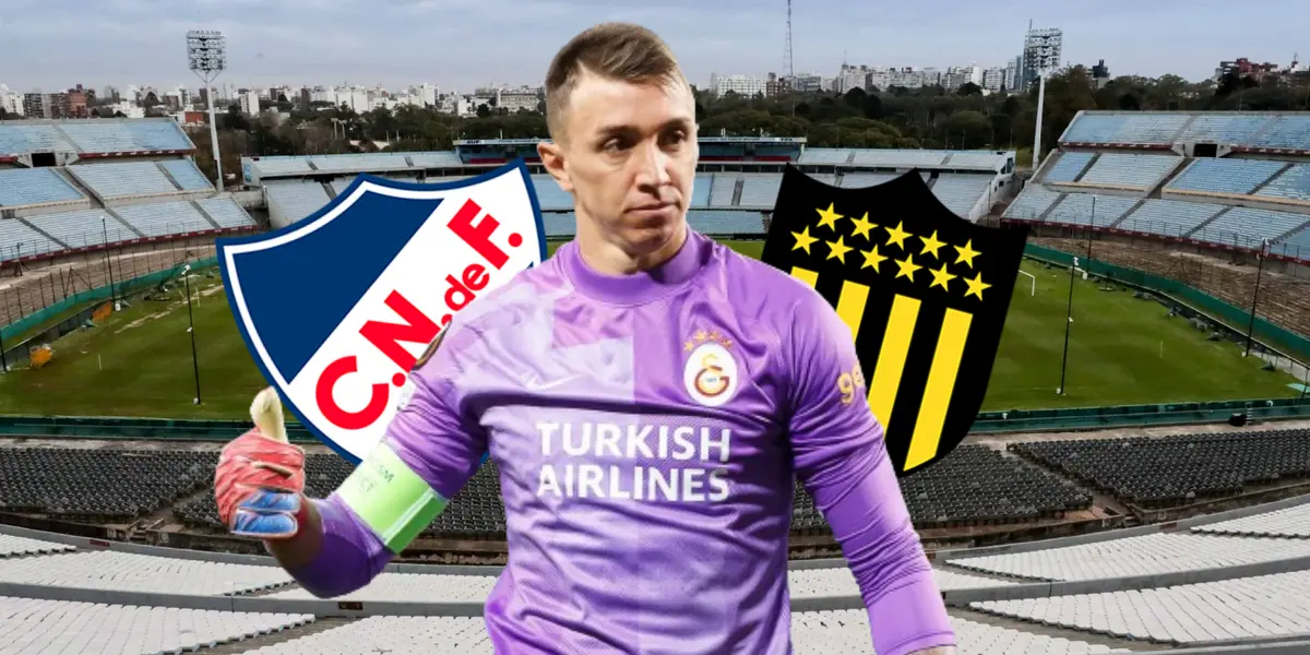 Fernando Muslera en el estadio Centenario de Montevideo con Nacional y Peñarol