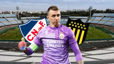 Fernando Muslera en el estadio Centenario de Montevideo con Nacional y Peñarol