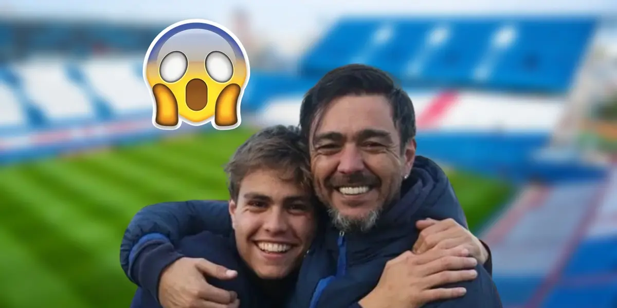 Jeremía y Álvaro Recoba abrazados con la indumentaria de Nacional