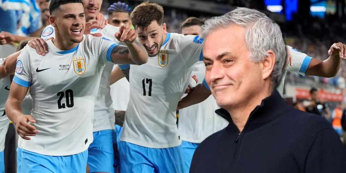 José Mourinho y los futbolistas de Uruguay.