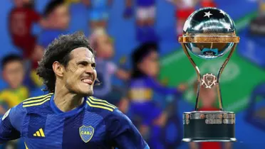 Las autoridades de la Copa Sudamericana aprovecharon la presencia de Edinson Cavani para dedicarle un sentido homenaje