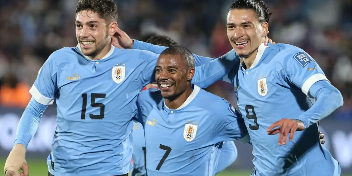 Los jugadores de la Selección de Uruguay en pleno festejo