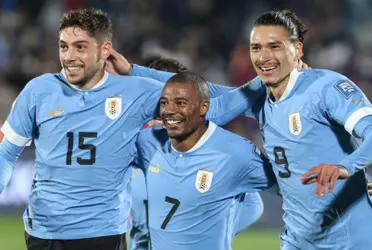 Los jugadores de la Selección de Uruguay en pleno festejo