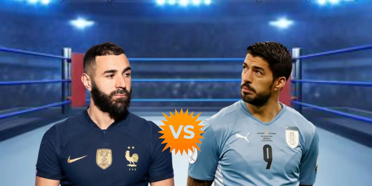 Luis Suárez con la camiseta de Uruguay y Benzema en Francia