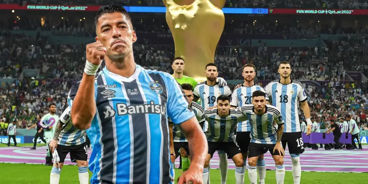 Luis Suárez en Gremio y los jugadores de la Selección Argentina.