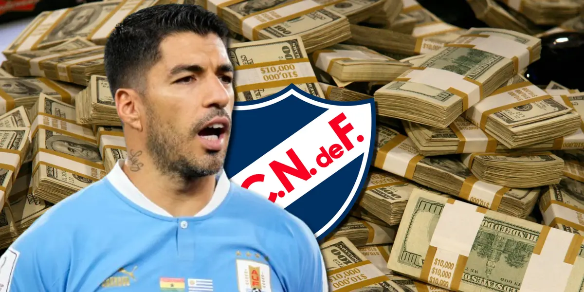 Luis Suárez y el escudo de Nacional.