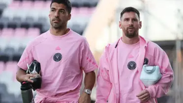 Luis Suárez y Lionel Messi con la indumentaria de Inter Miami.