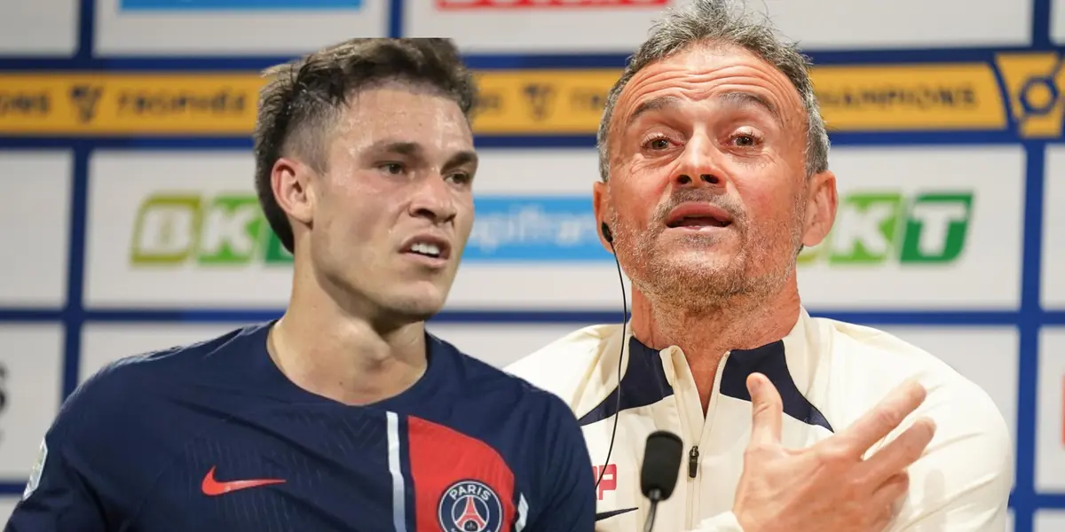 Manuel Ugarte y Luis Enrique en PSG.