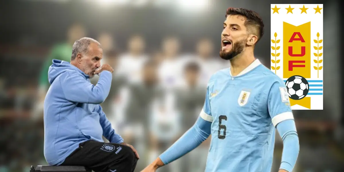 Marcelo Bielsa y Rodrigo Bentancur con la camiseta de la Selección de Uruguay