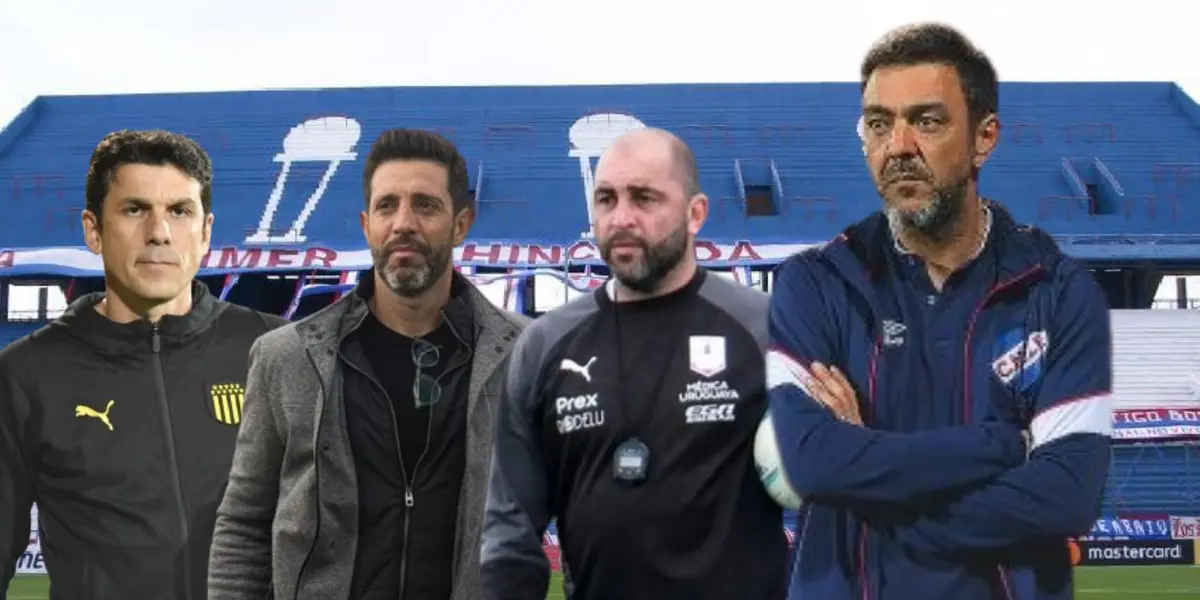 Mauricio Larriera, Jorge Bava, Marcelo Méndez y Álvaro Recoba en el estadio Gran Parque Central de Nacional