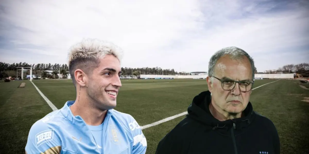 Santiago Mele y Marcelo Bielsa en el Complejo Celeste.